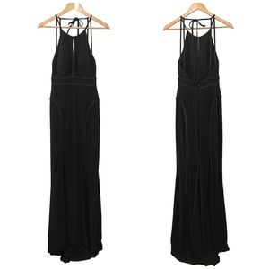 Xscape Black Strappy Halter Keyhole Gown Formal Prom Dress Open Back Maxi Gala 4